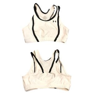 Under Armour White and Black Mid Keyhole Sports Bra, Women’s Size Large.